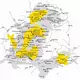 Landkarte, auf der Regionen in Baden-Württemberg gelb oder grau markiert sind..